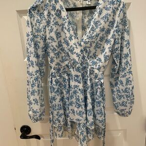 Blue Floral Wrap Romper